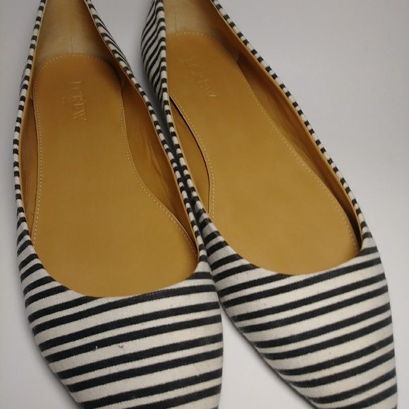 J. Crew Black Strip Pointed toe flats - Picture 1 of 7